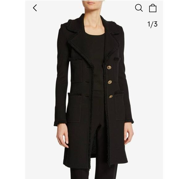 St. John Collection Santana Knit Topper Coat or Mini Dress Black Like New 10 - Picture 2 of 10